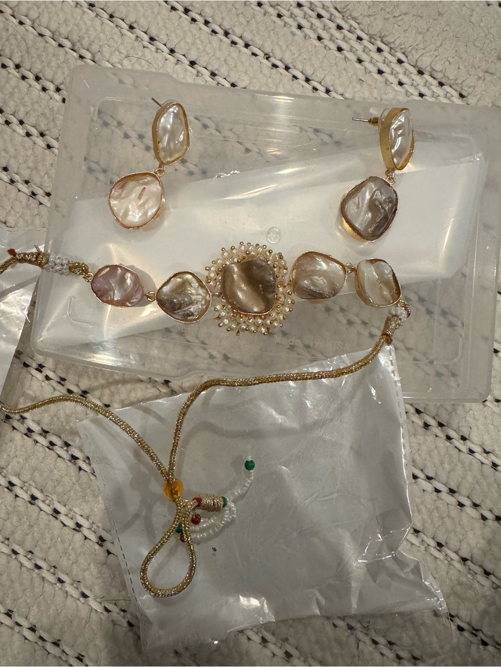 Desi Mother of Pearl Necklace Choker Set